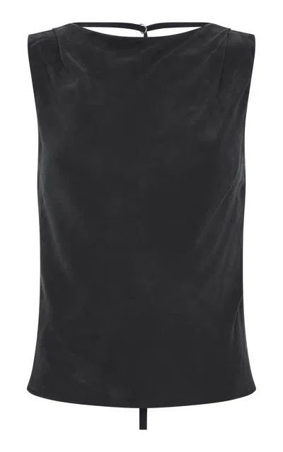 St Agni Draped Tencel Sleeveless Top In Black