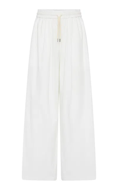 St Agni Drawstring Cotton-blend Pants In White