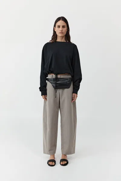 St Agni Drawstring Long Sleeve Top In Black