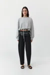 St Agni Drawstring Long Sleeve Top In Gray