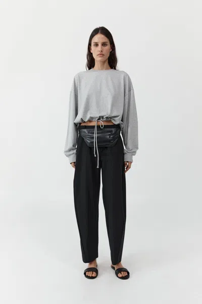 St Agni Drawstring Long Sleeve Top In Gray