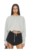 St Agni Drawstring Long Sleeve Top In Gray
