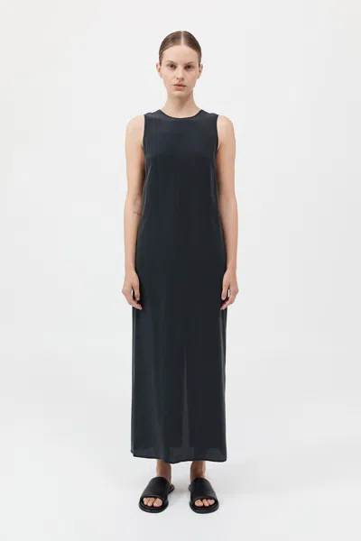St Agni Drawstring Silk Dress In Black
