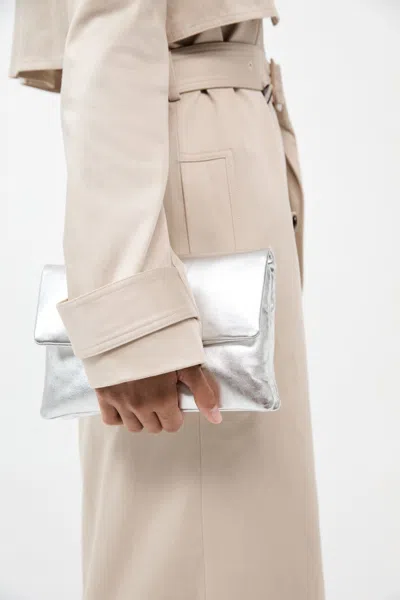 St Agni Dual Envelope Clutch In Silver
