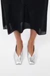 St Agni Envelope Sling Back Flat In Silver