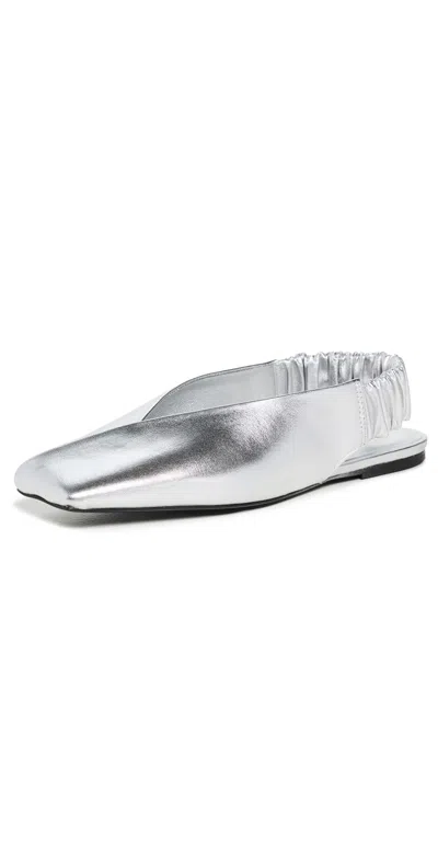 St Agni Envelope Sling Back Flats Silver