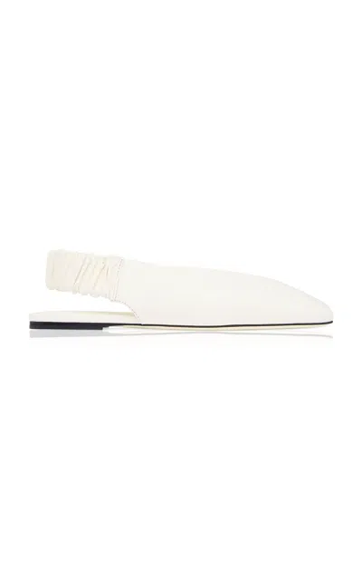 St Agni Envelope Slingback Leather Flats In White