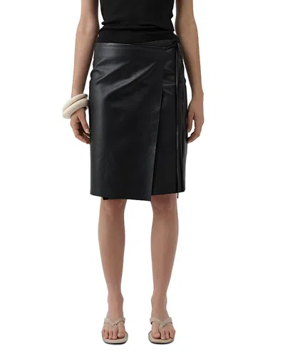 St Agni Everyday Leather Wrap Skirt In Black