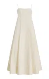 St Agni St. Agni Everyday Pleated Striped Cotton-blend Midi Dress In White