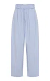St Agni Everyday Relaxed Cotton-blend Wide-leg Pants In Blue