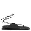 St Agni Everyday Tie-up Leather Sandals In Black
