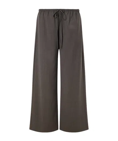 St Agni Everyday Wool Blend Wide-leg Pants In Brown