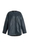 St Agni Exclusive Leather Pillow Jacket In Gray