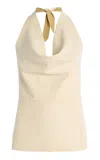 St Agni Leather Tie Top In Ivory