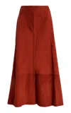 St Agni St. Agni Exclusive Suede Midi Circle Skirt In Red
