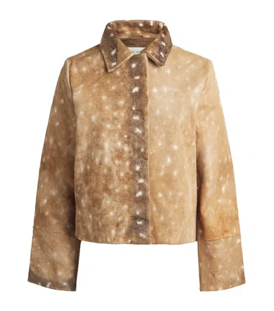 St Agni Fawn Minimal Patterned Leather Jacket In Brown