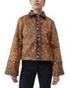 St Agni Fawn Minimal Patterned Leather Jacket In Brown