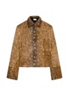 St Agni Fawn Minimal Patterned Leather Jacket In Brown
