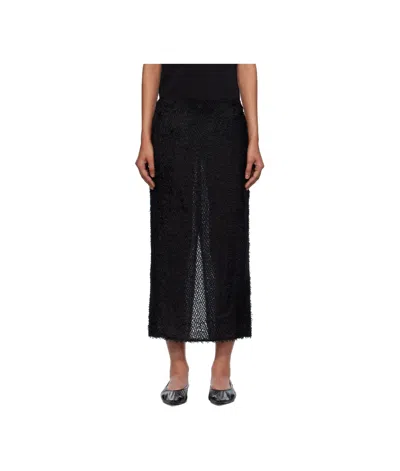 St Agni Feather Embellished Midi Skirt In Black