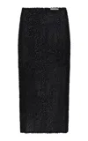 St Agni Feathered Silk-blend Jacquard Midi Skirt In Black