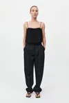 St Agni Feathered Silk Cami In Black