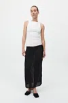 St Agni Feathered Silk Skirt In Black