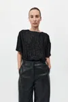St Agni Feathered Silk Tee In Black