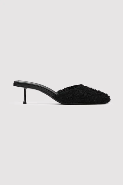 St Agni Feathered Square Toe Heel In Black