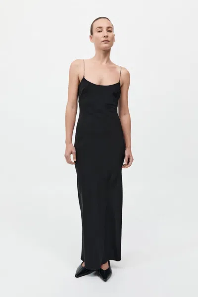 St Agni Fine Chain Silk Slip Dress In Black