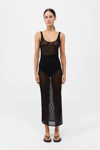 St Agni Fine Crochet Tank Dress In Black