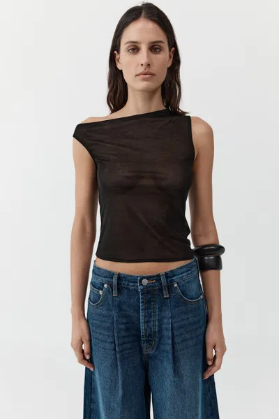 St Agni Fine Jersey Asymm Top In Black