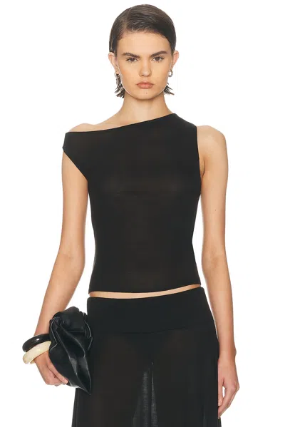 St Agni Fine Jersey Asymmetrical Top In Black