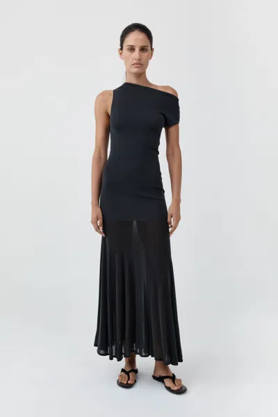 St Agni Fine Jersey Circle Hem Dress In Charcoal
