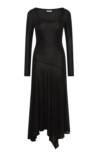 St Agni St. Agni Fine Jersey Handkerchief Midi Dress In Black