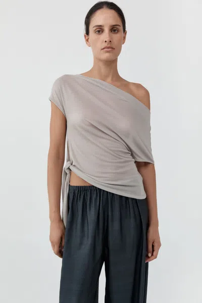 St Agni Fine Jersey Off Shoulder Top In Soft Ash
