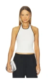 St Agni Fine Line Halter Top In White