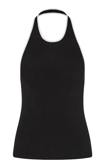 St Agni Fine Line Halter Top In Black