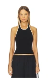 St Agni Fine Line Halter Top In Black