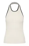 St Agni Fine Line Halter Top In Black,white
