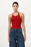 St Agni Fine Line Halter Top In Red
