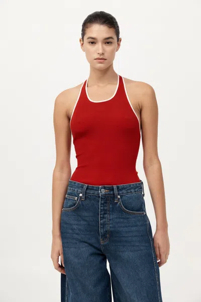 St Agni Fine Line Halter Top In Red
