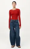 St Agni Fine Line Long-sleeve Top In Red