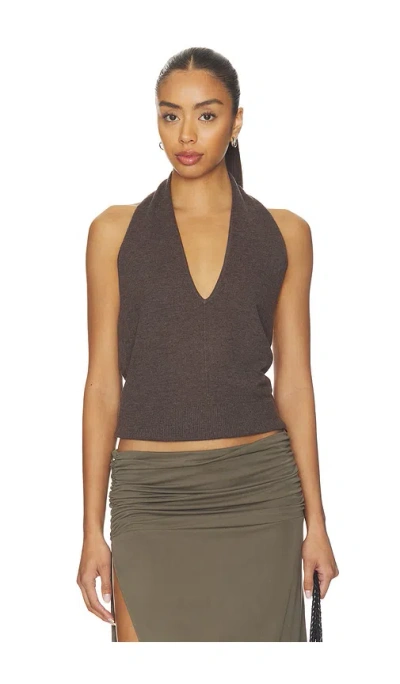 St Agni Fine Merino Halter Top In Brown