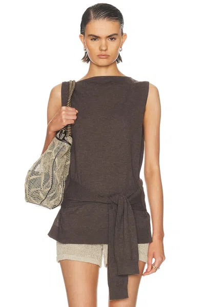 St Agni Fine Merino Tie Waist Top In Brown