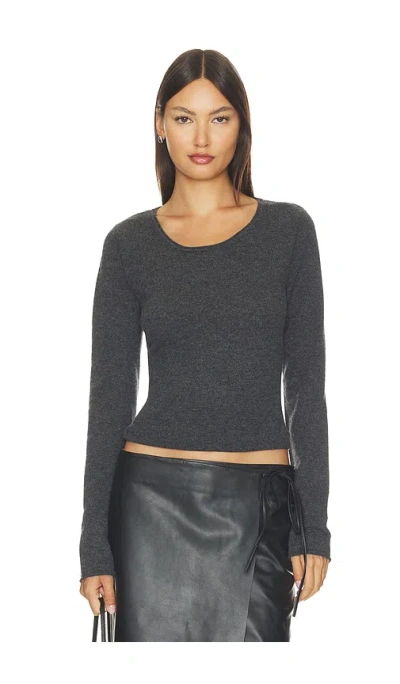 St Agni Fine Merino Wool Long Sleeve Top In Gray