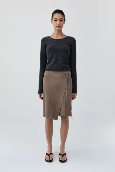 St Agni Fine Merino Wool Long Sleeve Top In Gray