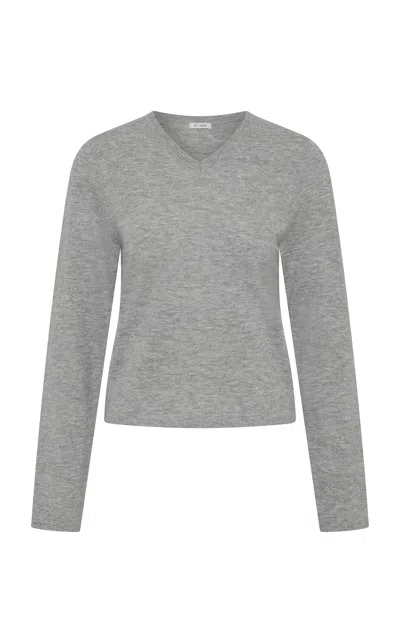 St Agni St. Agni Fine Merino Wool V-neck Sweater In Gray