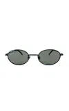 St Agni Fine Metal Oval Sunglasses In Black