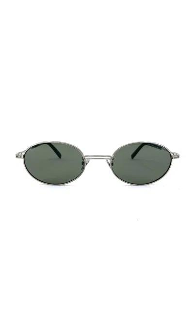St Agni Fine Metal Oval Sunglasses In Green