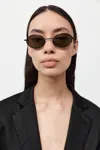 St Agni Fine Metal Oval Sunglasses In Black/grey